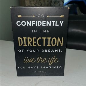 Inspirational Black and Gold Quote Plaque